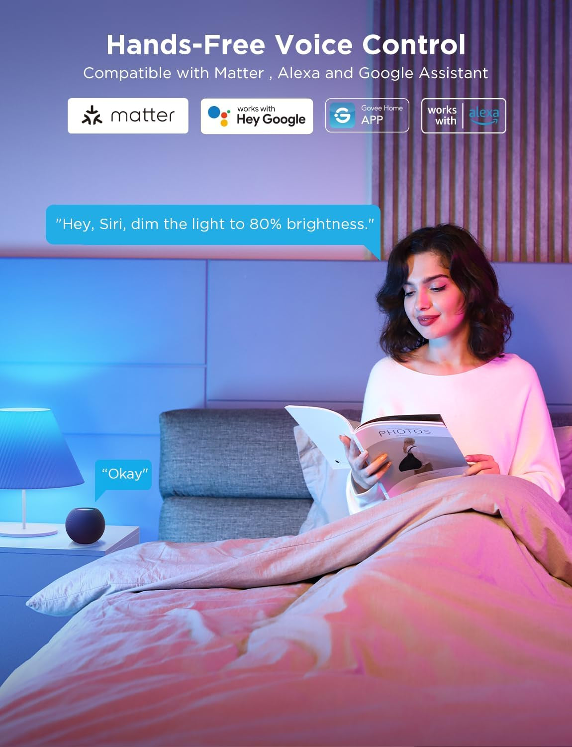 Govee LED Smart Light Bulbs, 1000LM Color Changing Light Bulb, Wi-Fi & Bluetooth Light Bulbs, Work with Alexa and Google Assistant, Dimmable RGBWW A19 75W Equivalent Smart Bulbs, 4 Pack