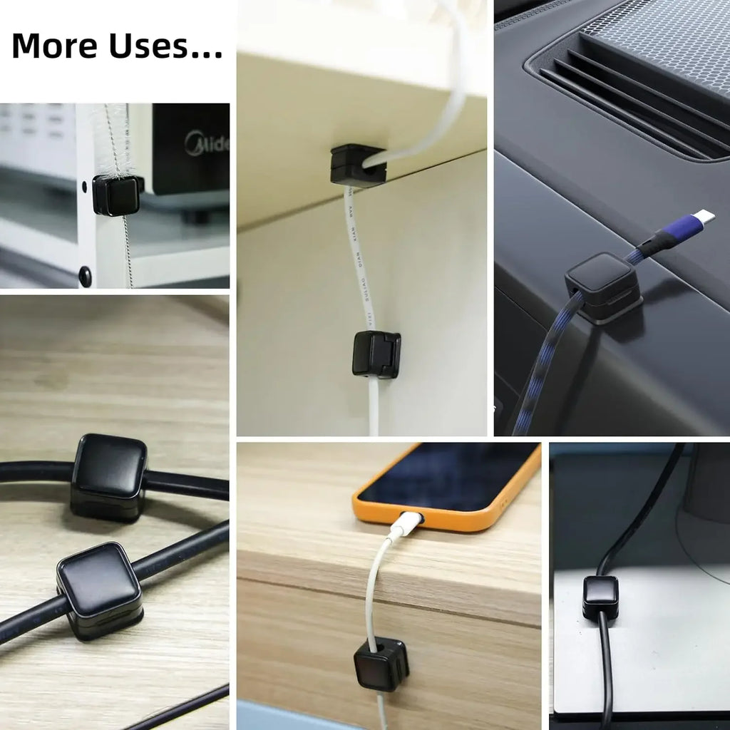 Magnetic Phone Cable Clips Cable Smooth Adjustable Cord Holder under Desk Management Wire Keeper Cable Organizer Clips Holder