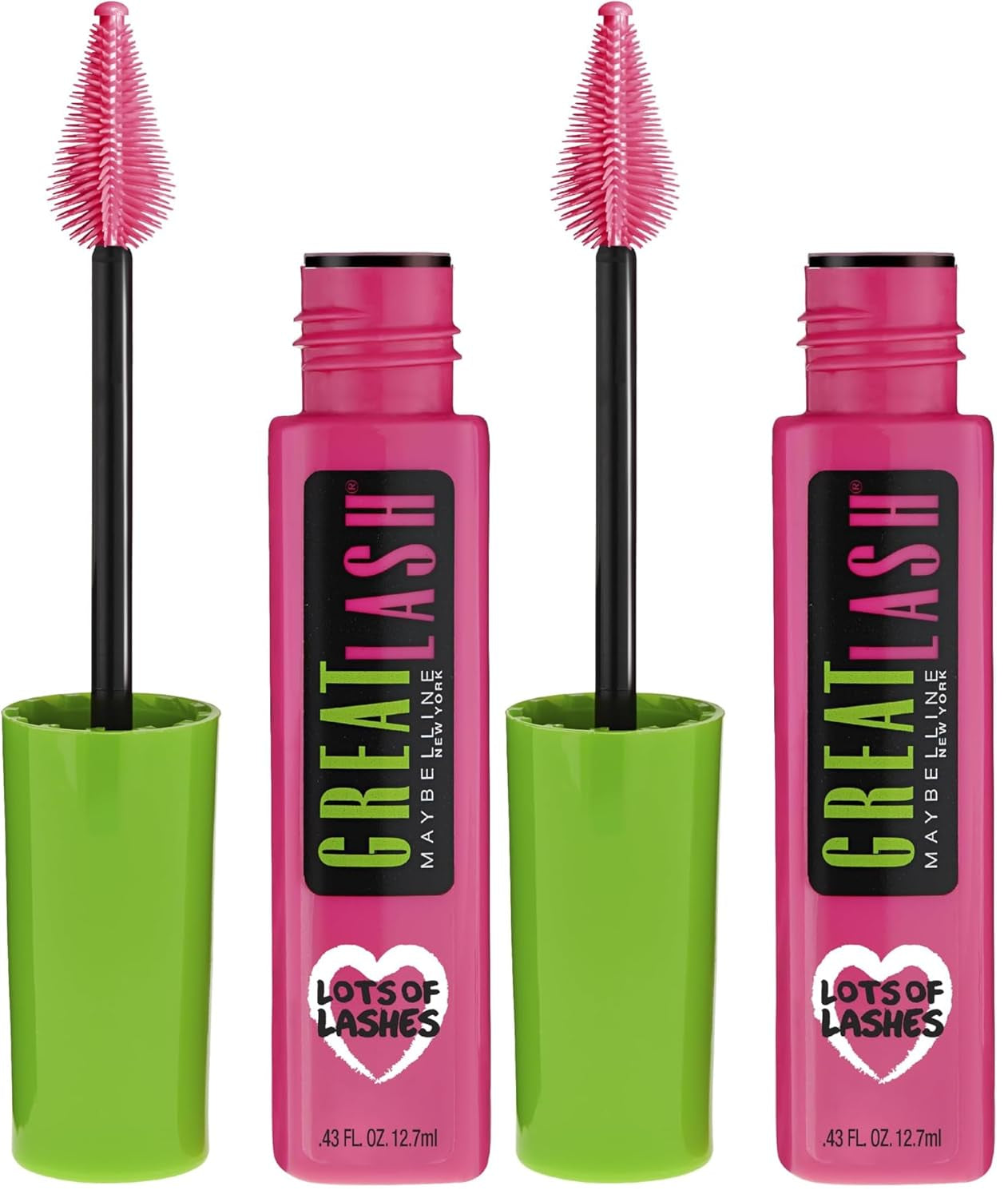 Maybelline Great Lash Lots of Lashes Washable Mascara, Volumizing, Thickening and Curling Mascara, Very Black, 1 Count