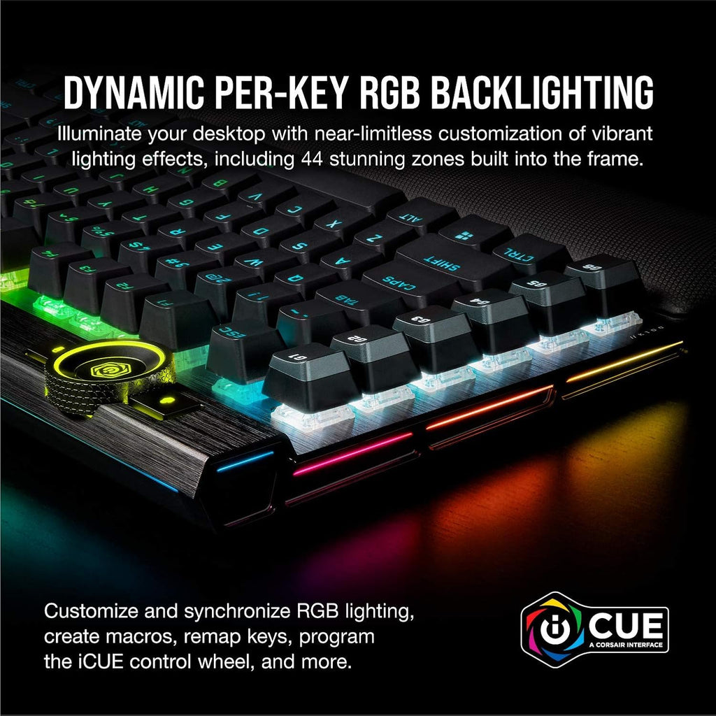 Corsair K100 RGB Optical-Mechanical Wired Gaming Keyboard - QWERTY US Layout, OPX Switches - PBT Double-Shot Keycaps - Elgato Stream Deck and Icue Compatible - Black