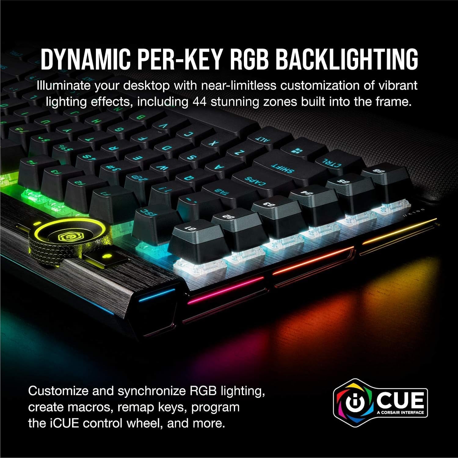 Corsair K100 RGB Optical-Mechanical Wired Gaming Keyboard - QWERTY US Layout, OPX Switches - PBT Double-Shot Keycaps - Elgato Stream Deck and Icue Compatible - Black