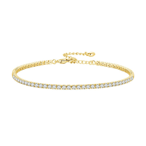 925 Sterling Silver Women Adjustable Tennis Bracelet - Platinum Plated Clear 3Mm Cubic Zirconia Classic Tennis Bracelet