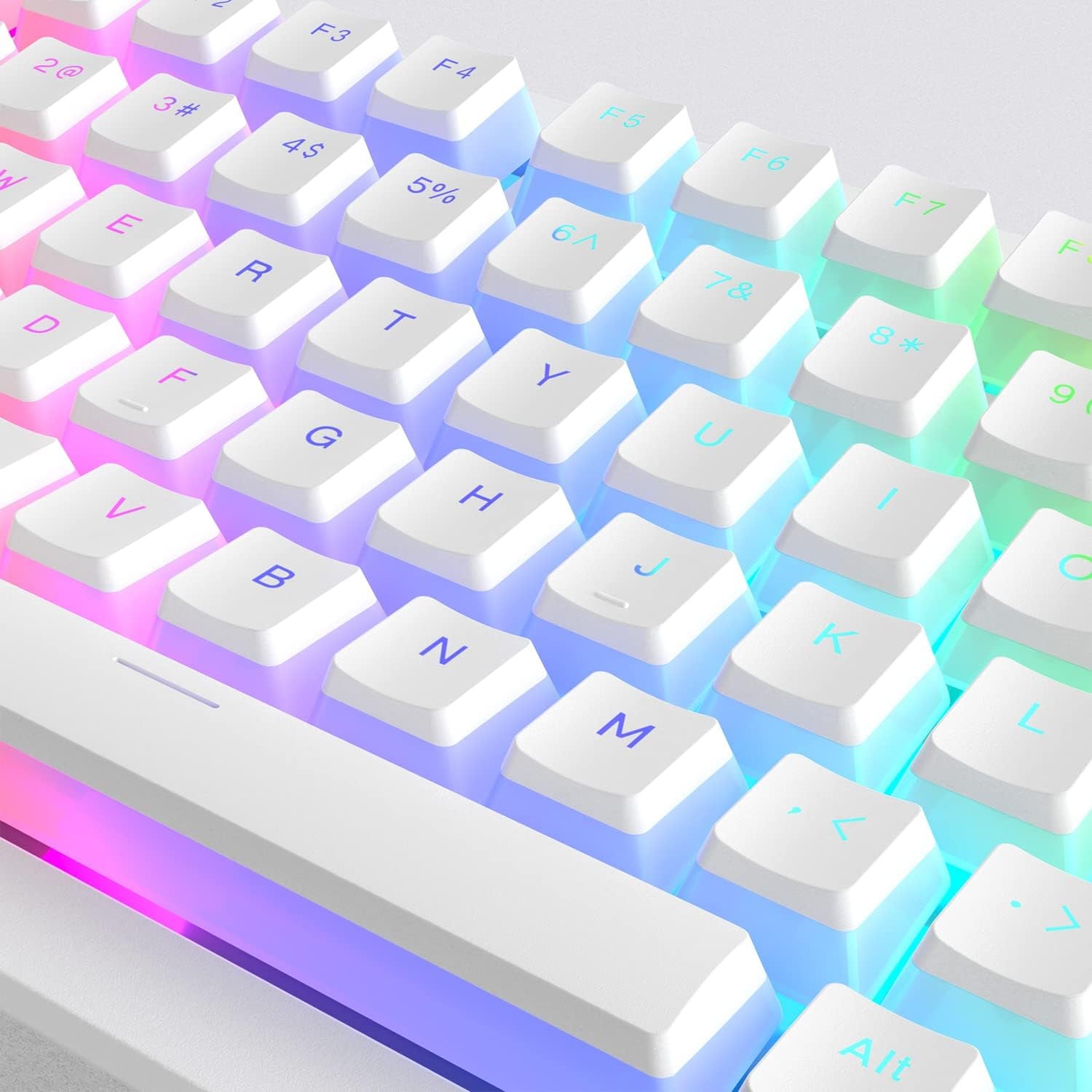 Womier Pudding Keycaps, PBT Shine through Keycaps White 164 Keys Set | Custom Key Caps Set OEM Profile, Mechanical Keyboard Keycap Universal Compatiability for 100%, 75%, 65%, 60% Keyboard-White