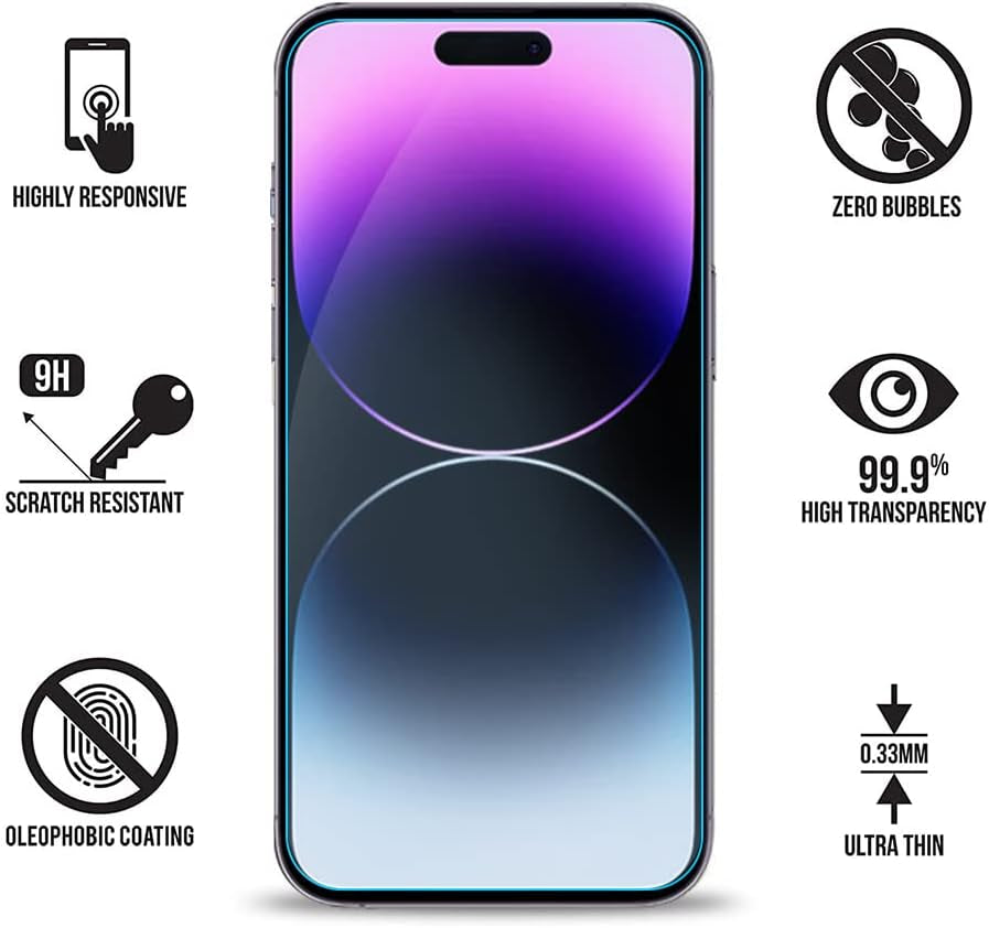 Screen Protector for Iphone 14 Pro Blue Light Screen Protector 3 Pack anti Blue Light Tempered Glass for Iphone 14 Pro [6.1Inch]
