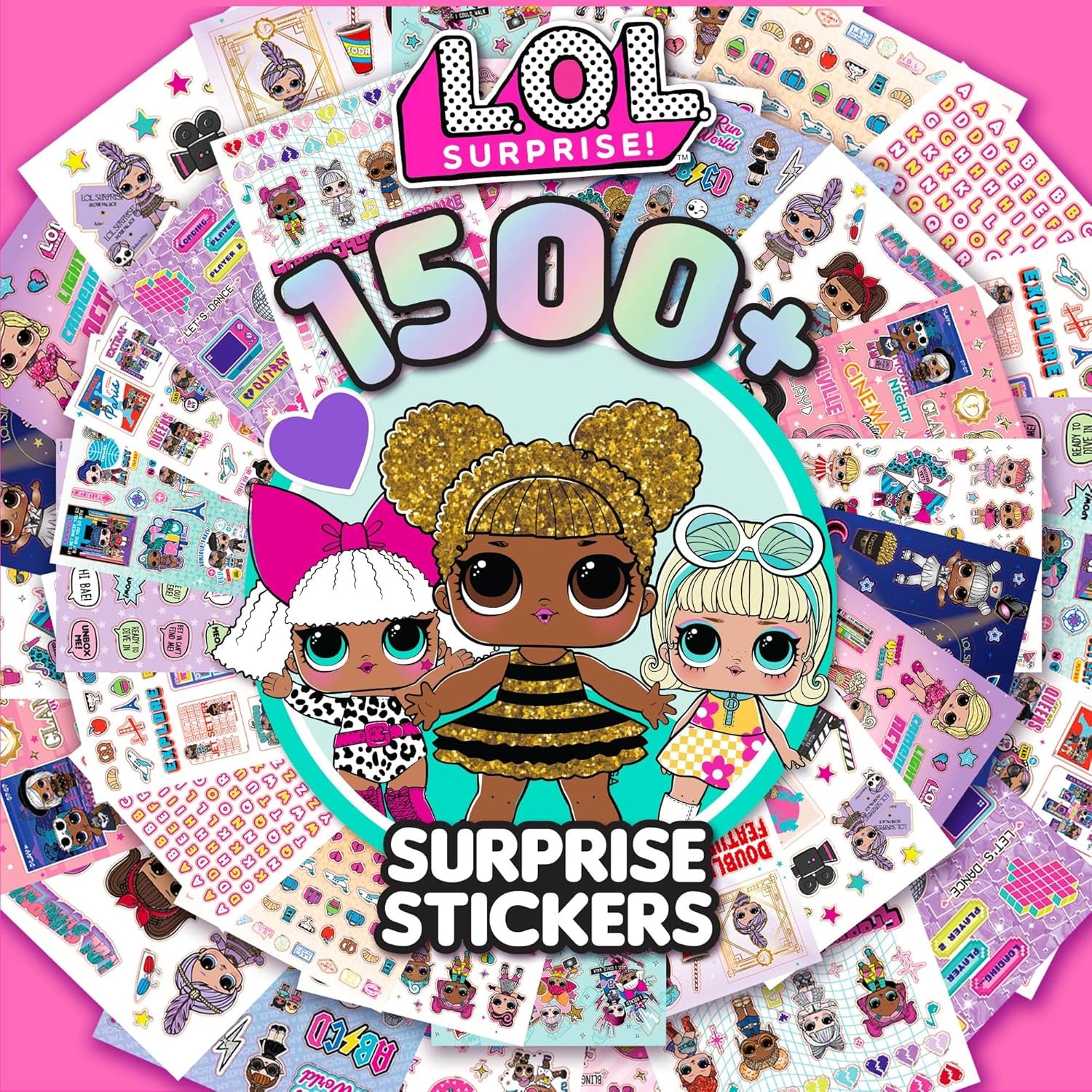 Horizon Group USA Sticker Book with Large and Small Sizes, Kids Stationary for Water Bottle, Notebooks, and Party Favors, 1500+, L.O.L. Surprise!