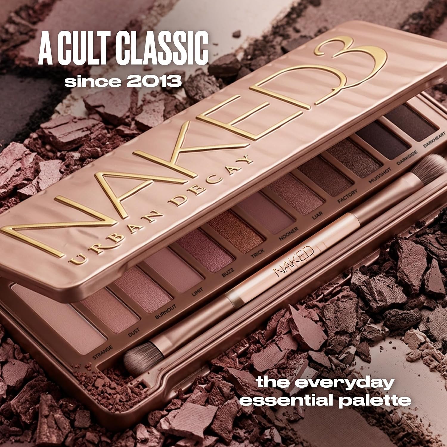 URBAN DECAY Naked 3, Soft Pink Neutral Eyeshadow Palette, Matte, Pearl, Metallic, Shimmer Finish, 12 Mauve Brown & Nude Eye Shadows, Natural Soft Glam Smokey Eye Makeup, Vegan, Cruelty-Free