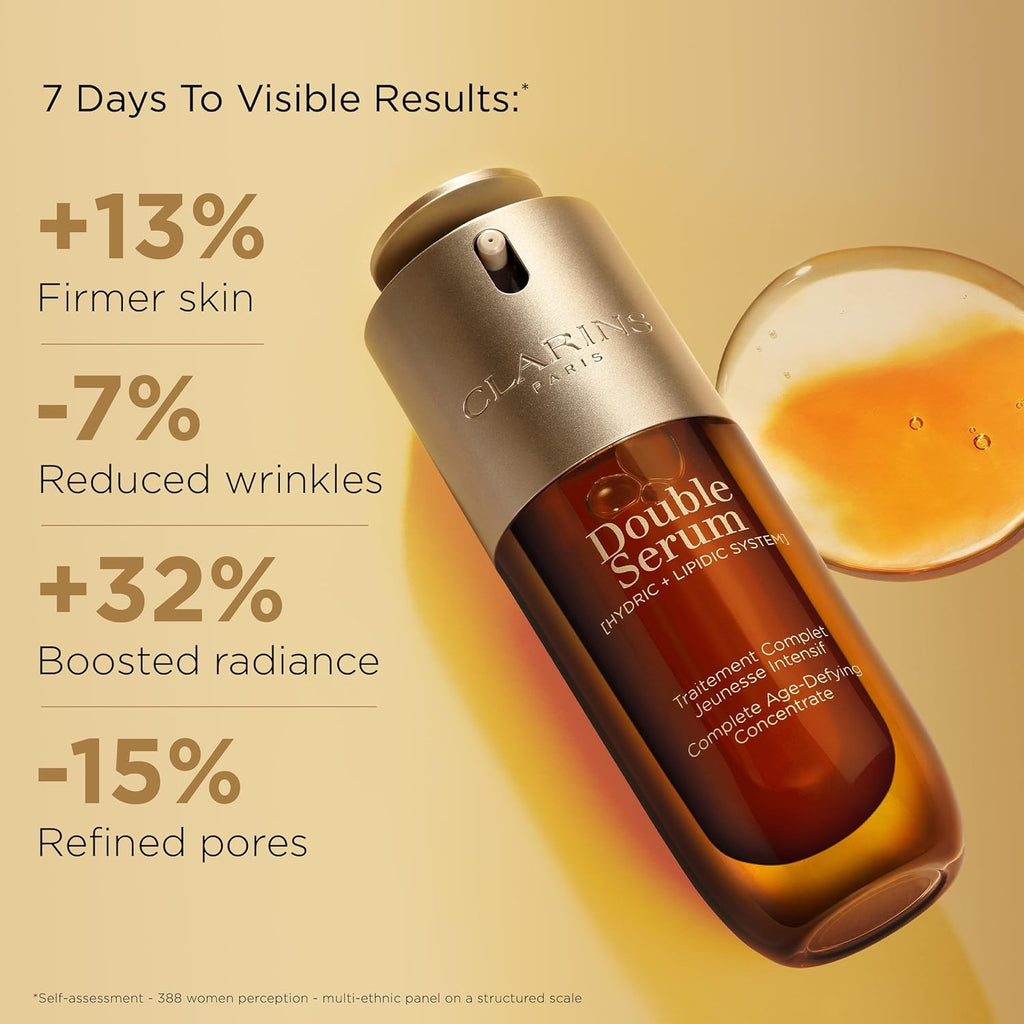 Clarins DOUBLE SERUM | anti Aging Face Serum | Visibly Firms, Smoothes, Boosts Radiance, and Refines Pores | 24H Hydration | All Skin Types