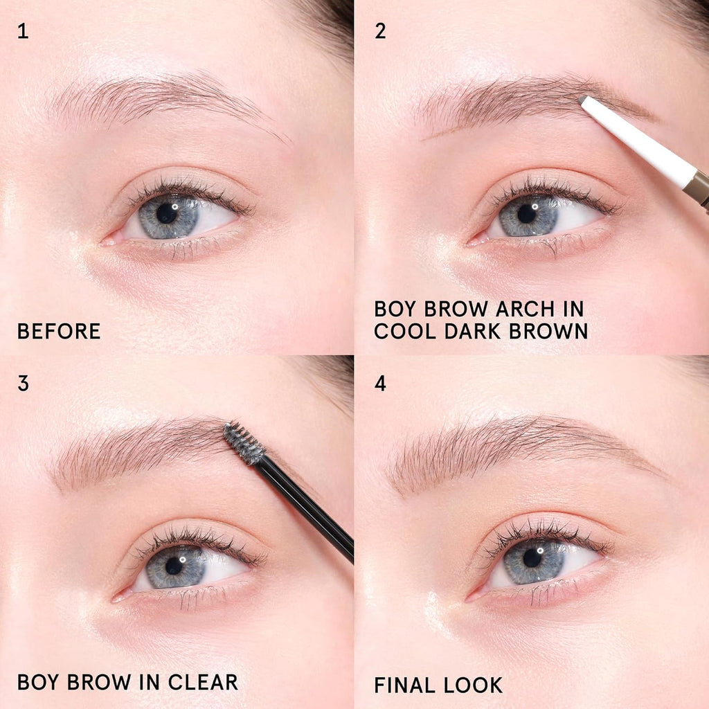 Glossier Boy Brow, Brown Eyebrow Gel & Volumizing Pomade - Creamy Tinted Brow Gel, Defines, Conditions & Thickens - Flexible Hold, No Stiffness, Beeswax & Hyaluronic Acid - Dermatologist Tested