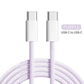 60W Nylon Braided USB C Cable for Iphone 16 15 Pro Max Xiaomi Huawei Samsung Oppo Fast Charging Cable Charger Wire Cord