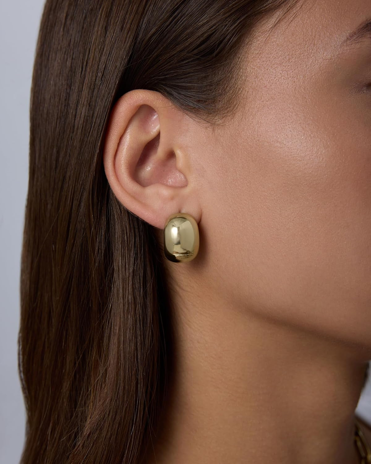 PAVOI Waterproof Hoop Earrings for Women - 14K Gold Plated Chunky, Dome, Square, Twisted Huggie Hoops - Stainless Steel Gold Earrings Bold Jewelry