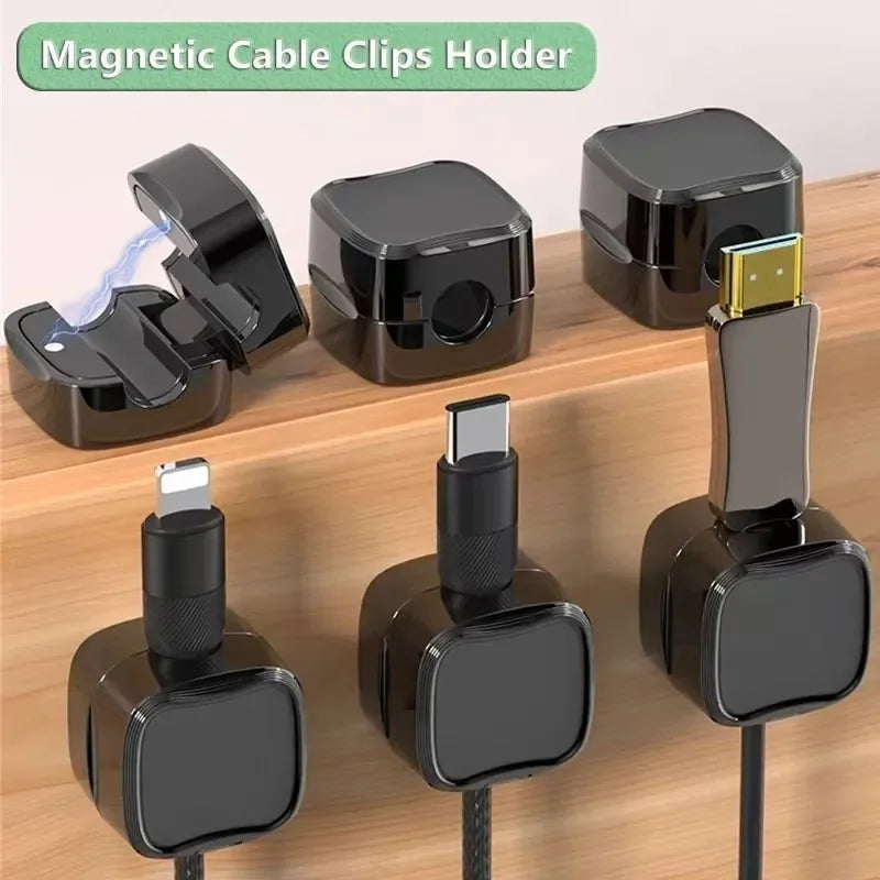 Magnetic Phone Cable Clips Cable Smooth Adjustable Cord Holder under Desk Management Wire Keeper Cable Organizer Clips Holder