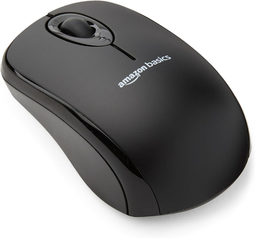 Amazon Basics 2.4 Ghz Wireless Optical Computer Mouse with USB Nano Receiver, Portable, No Wires, Smooth Tracking, Multi-Device Compatibility, Black