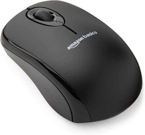 Amazon Basics 2.4 Ghz Wireless Optical Computer Mouse with USB Nano Receiver, Portable, No Wires, Smooth Tracking, Multi-Device Compatibility, Black
