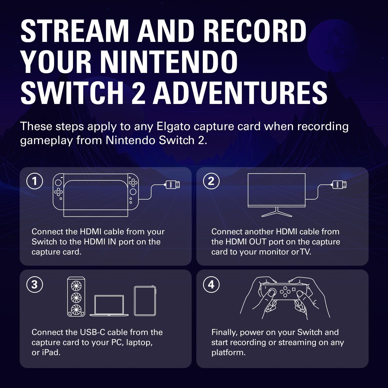 Elgato 4K S Capture Card for PS5, Xbox Series X/S, Switch 2 | 4K60 Capture, 1440P120 or 1080P240 Passthrough, HDR10 Support, Near-Zero Latency, USB-C, Analog Audio Input