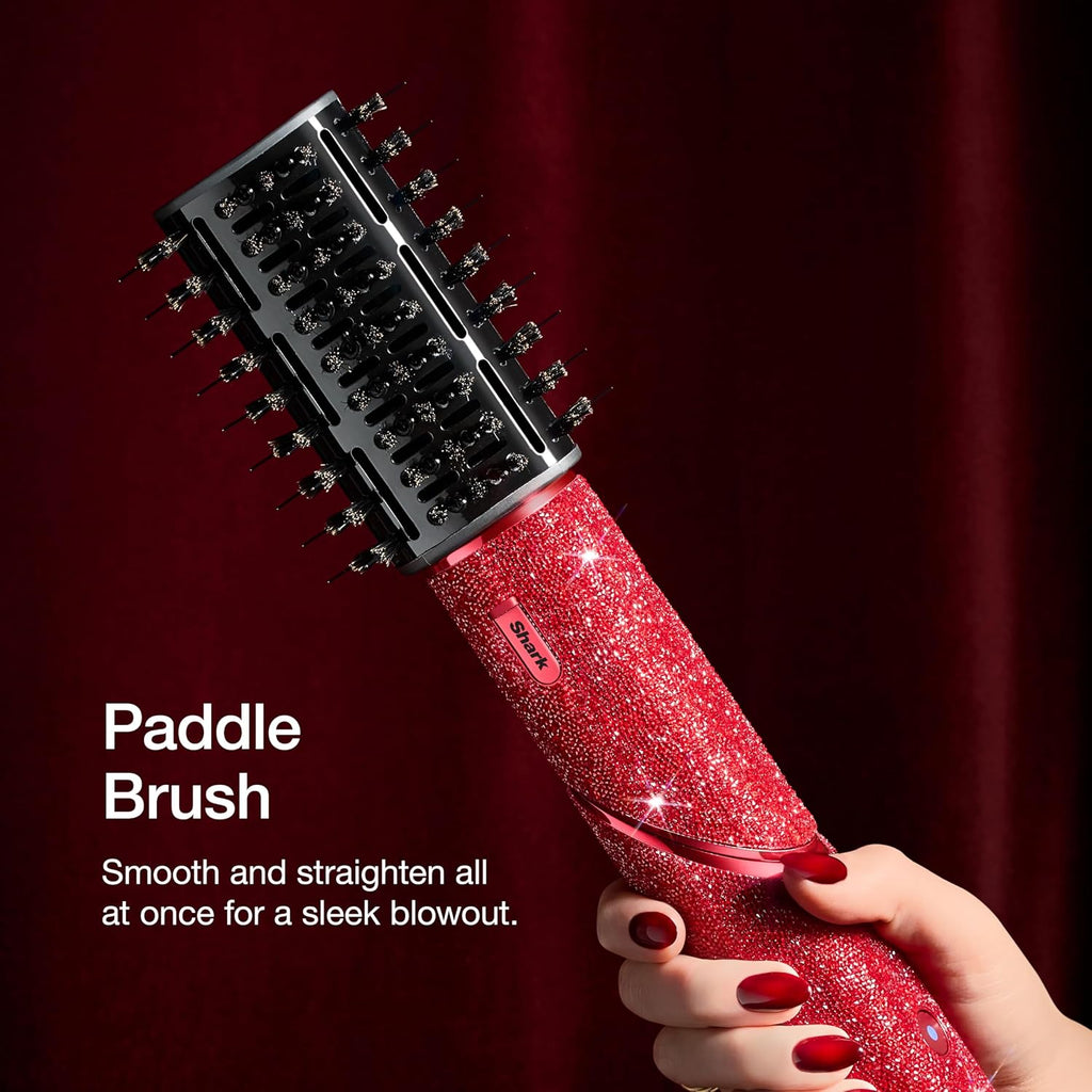 Shark Flexstyle Air Styling & Drying System | Powerful Hair Dryer & Multi-Styler | with Auto-Wrap Curlers, Diffuser, Oval & Paddle Brush, Concentrator Attachment | Red Sparkle | HD442JR