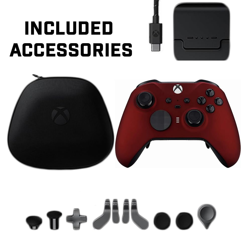 Custom Controllerzz Elite Series 2 Controller Compatible with Xbox One, Xbox Series S and Xbox Series X (Red)
