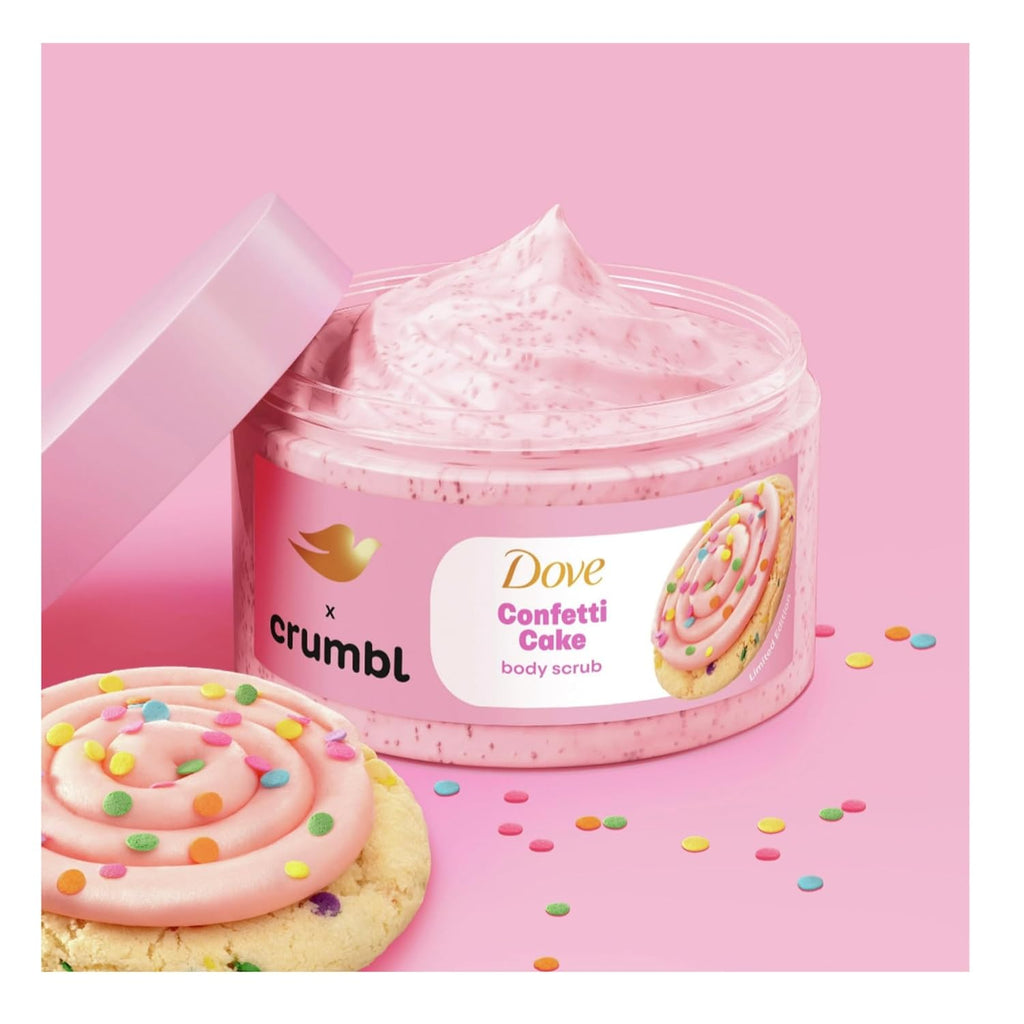 Dove Moisturizing Confetti Cake Body Wash & Scrub Combo, 20Oz Wash + 15Oz Scrub, Limited Edition, Paraben & Sulfate Free, for Body, Improves Skin Texture, Moisturizes