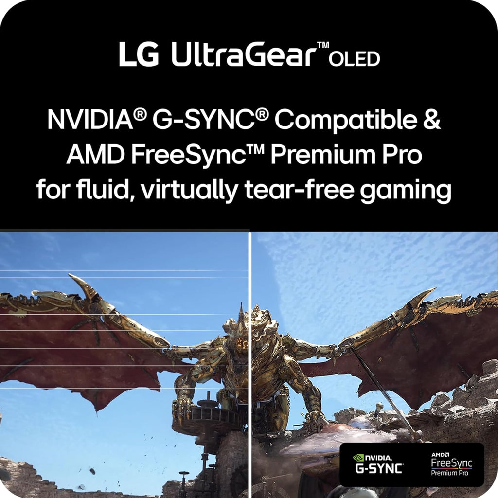 LG ‎27GS93QE 27-Inch Ultragear OLED Gaming Monitor QHD 1440P 240Hz 0.03Ms Displayhdr True Black 400 AMD Freesync Premium Pro NVIDIA G-Sync HDMI 2.1 Displayport Tilt/Height/Pivot Stand Black
