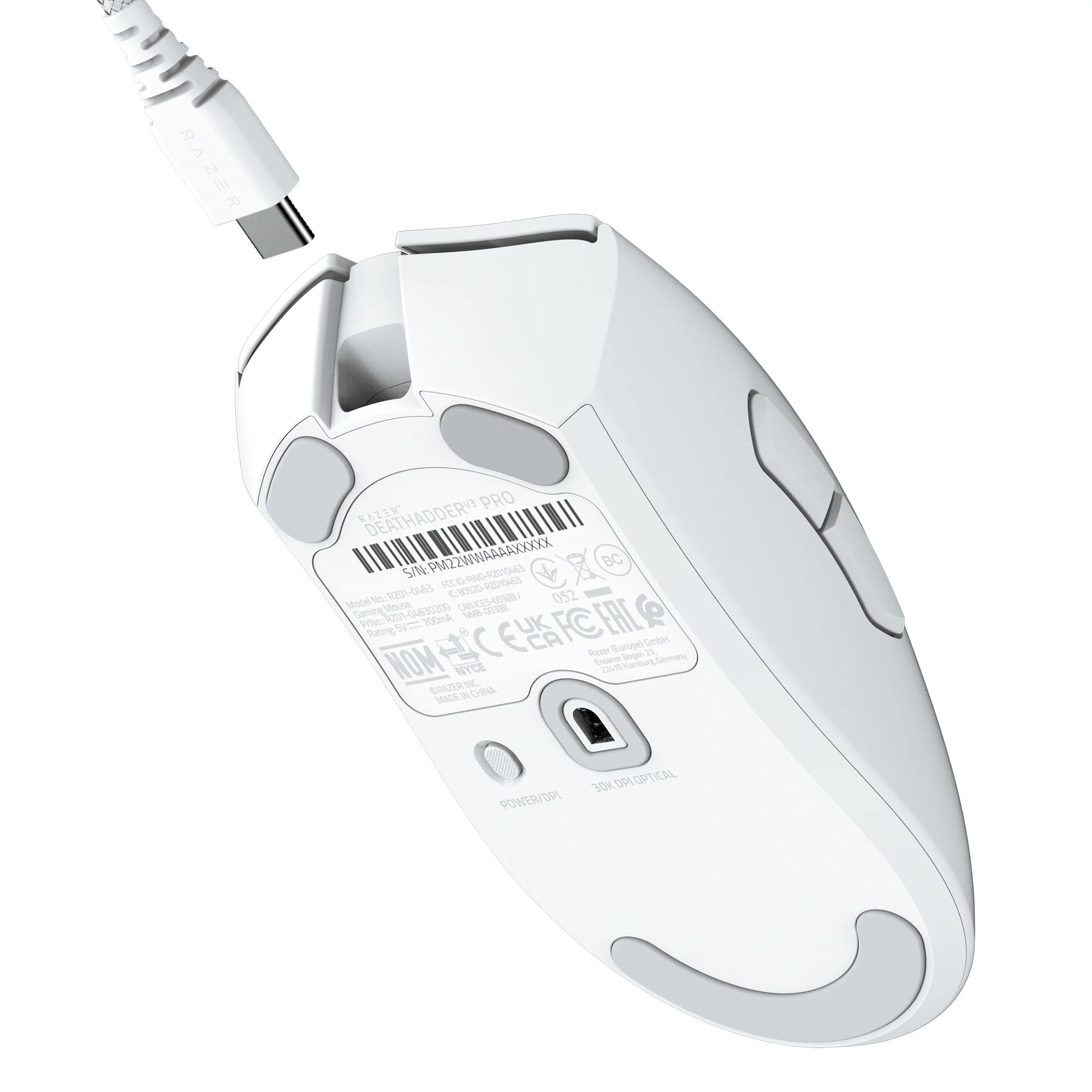 Deathadder V3 Pro Wireless Esports Gaming Mouse, 64G, 5 Buttons, 2.4Ghz & Bluetooth Connectivity, White