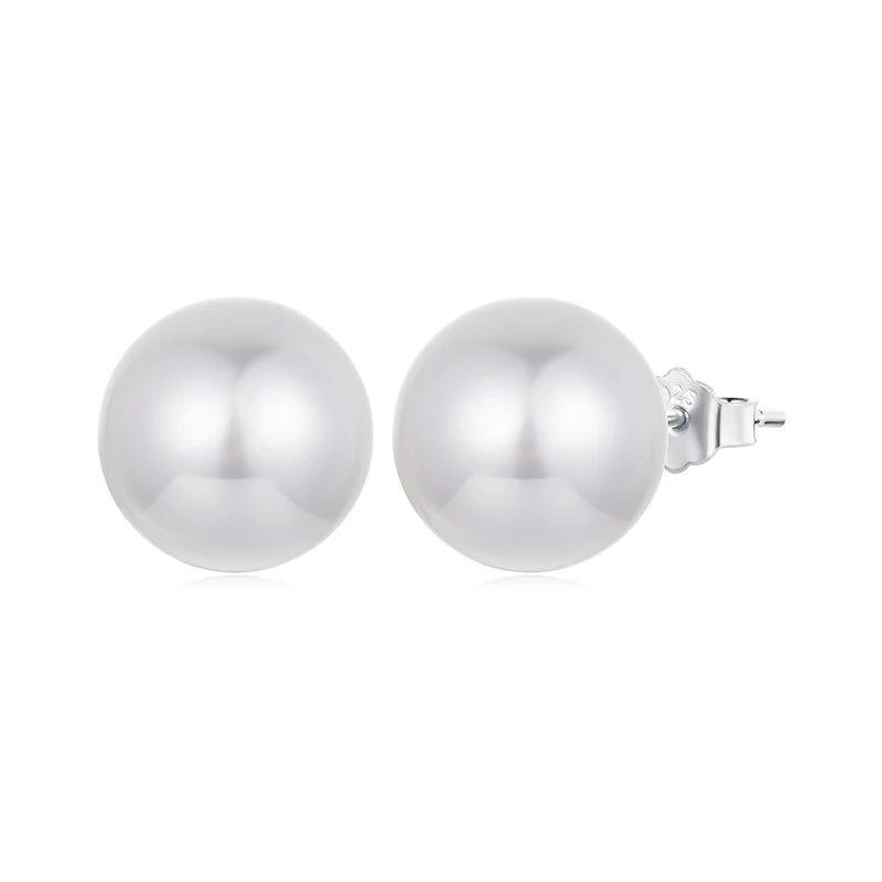925 Sterling Silver Faux Pearl Earrings Studs, Hypoallergenic Earrings Lightweight Bridal Wedding Jewelry for Women