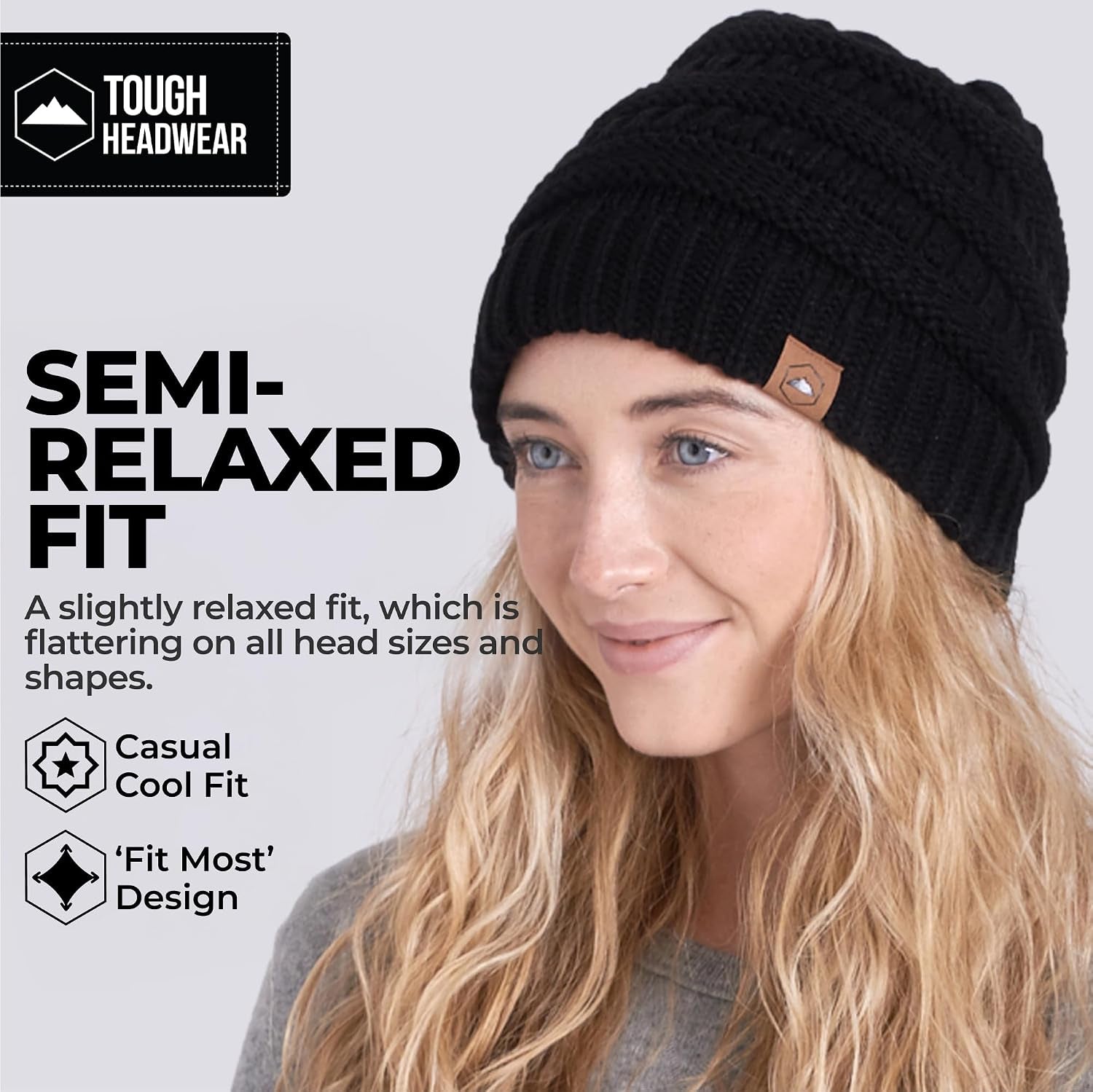 Tough Headwear Slouchy Beanie Hat - Itch-Free Winter Hats for Women - Stretchable Beanies for Women - Acrylic Winter Gear