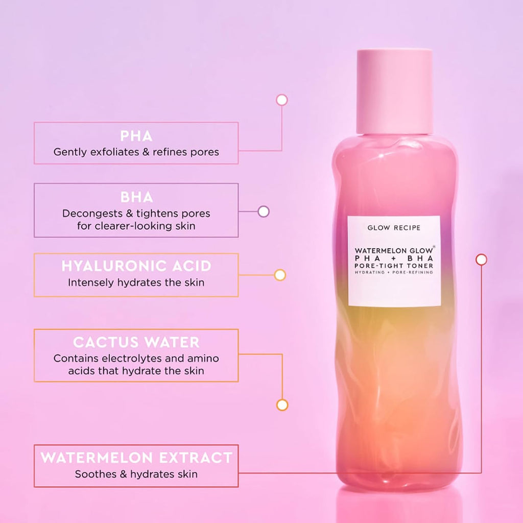 Glow Recipe Limited Edition Pride PHA + BHA Face Toner - Skin Care Toner, Pore Minimizer & Gentle Face Exfoliant - Soothing, Tightening & Hydrating Toner with Hyaluronic Acid & Watermelon (150Ml)