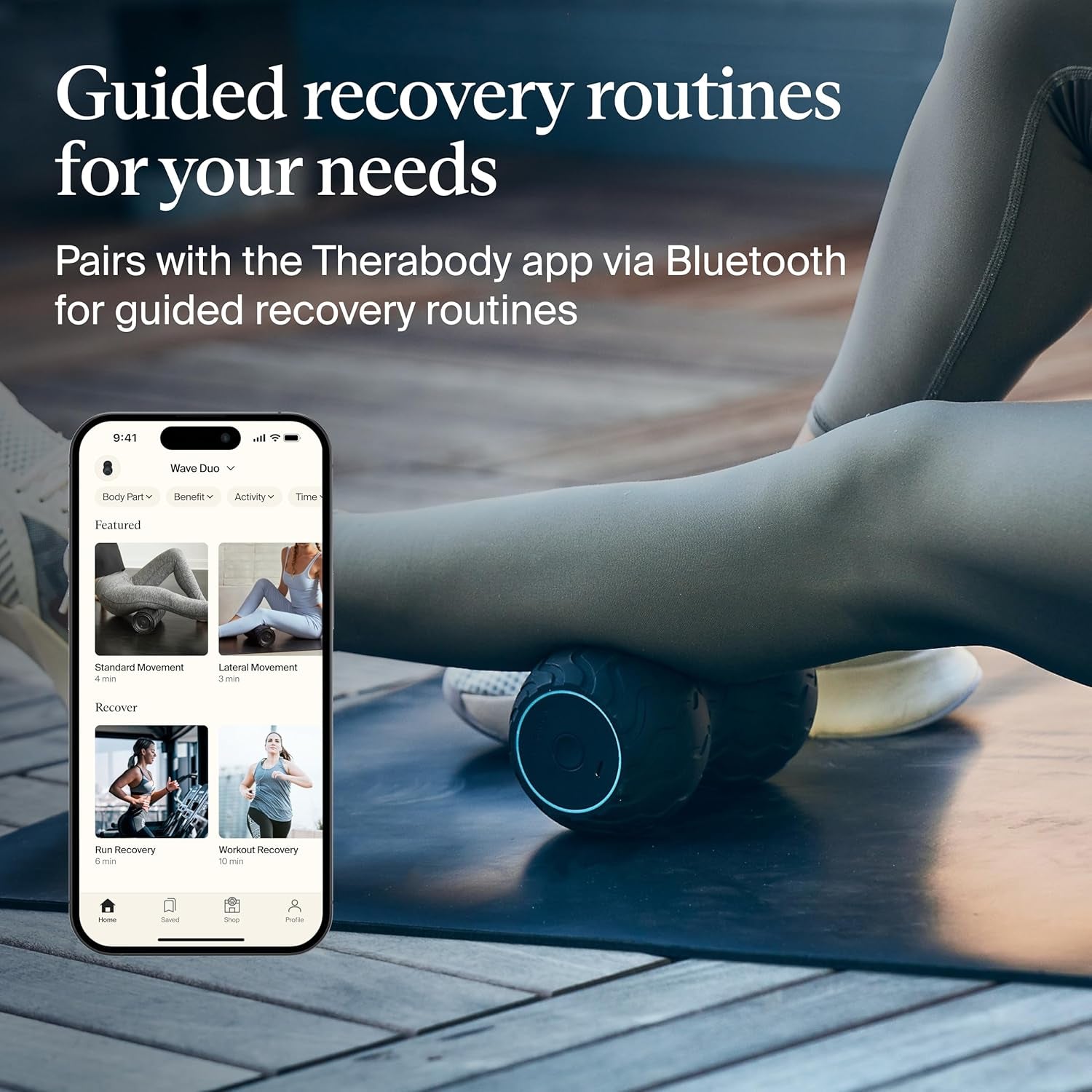 Theragun Therabody Waveduo - Ergonomically Contoured Foam Roller - Bluetooth Enabled Muscle Roller for Your Back, Neck & Spine with 5 Customizable Vibration Frequencies in Therabody App