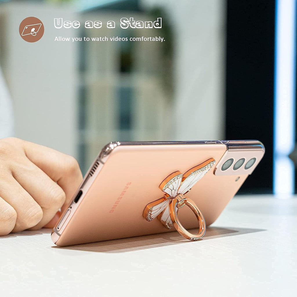 Doflyesky Butterfly Cell Phone Ring Grip Holder, 360 Degrees Rotation Phone Ring Grip Stand, Metal Finger Kickstand Compatible with Iphone, Samsung Galaxy, Android Phone