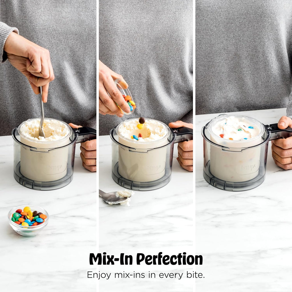 Ninja Creami Ice Cream Maker | 7-In-1 - Icecream, Gelato, Sorbet, Milkshakes, Mix-Ins, Smoothie Bowls & More | Includes (1) Dishwasher Safe 16 Oz. Pint with Storage Lid | Black | NC299AMZ