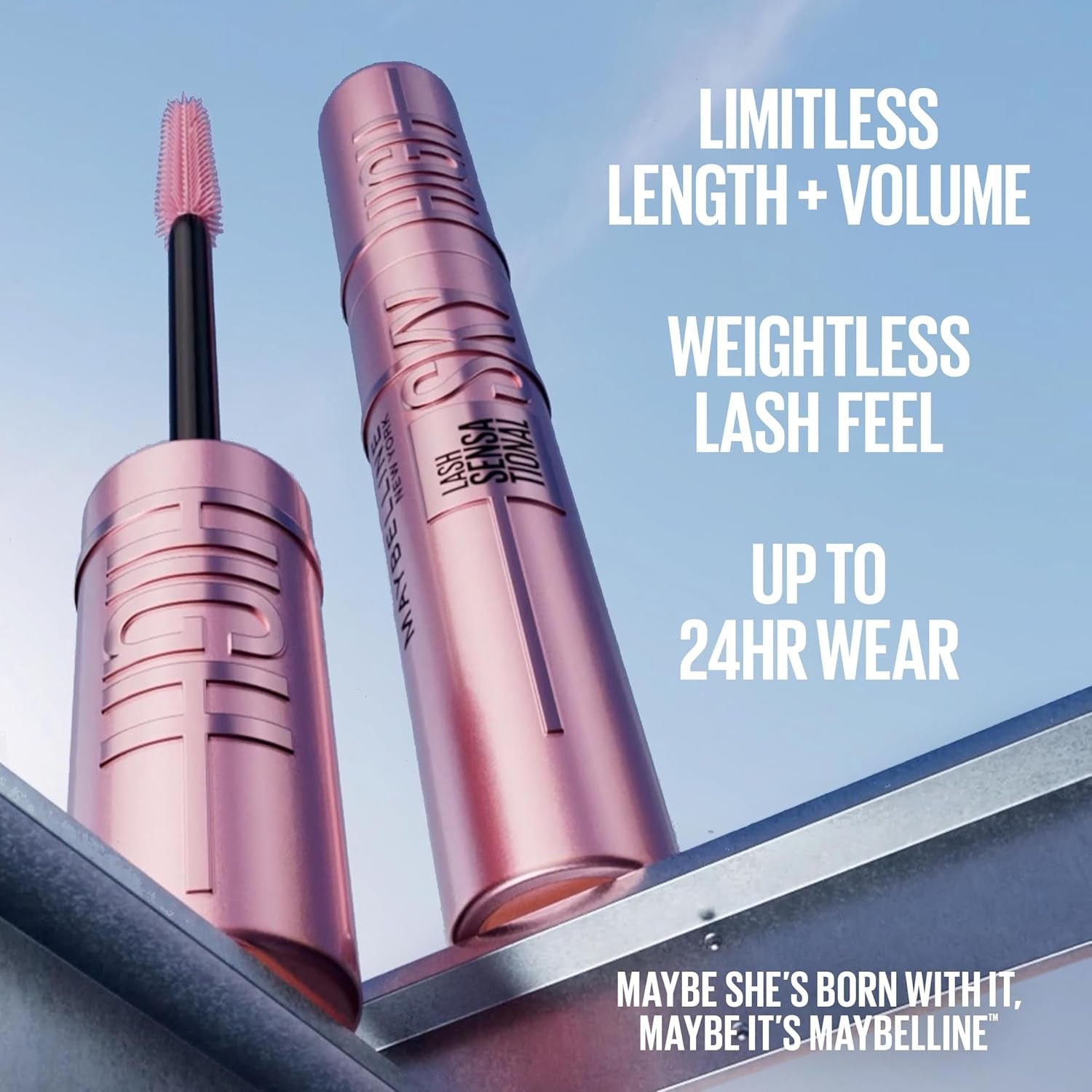 Maybelline Lash Sensational Sky High Washable Mascara, Volumizing, Lengthening, Defining, Curling, Multiplying, Buildable Mascara Make up Formula, Green Altitude, 1 Count