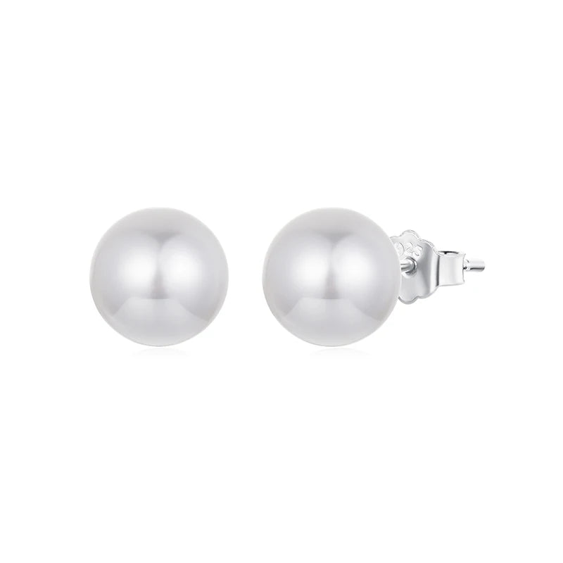 925 Sterling Silver Faux Pearl Earrings Studs, Hypoallergenic Earrings Lightweight Bridal Wedding Jewelry for Women