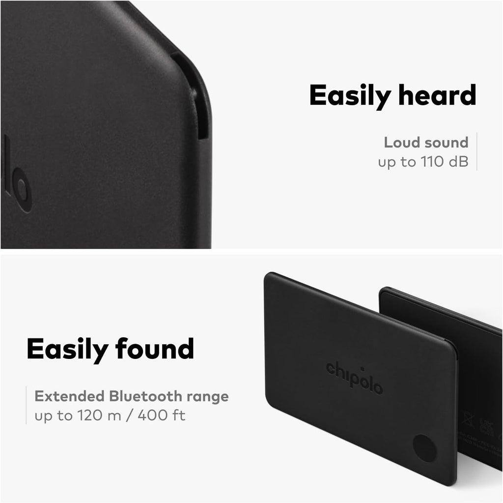 Chipolo Card – Rechargeable Wallet Tracker Card, Bluetooth Tracker, Item Locator, Passport Finder Compatible with Apple Find My or Find Hub with Call Your Phone & Out of Range Alerts (Pack of 2)