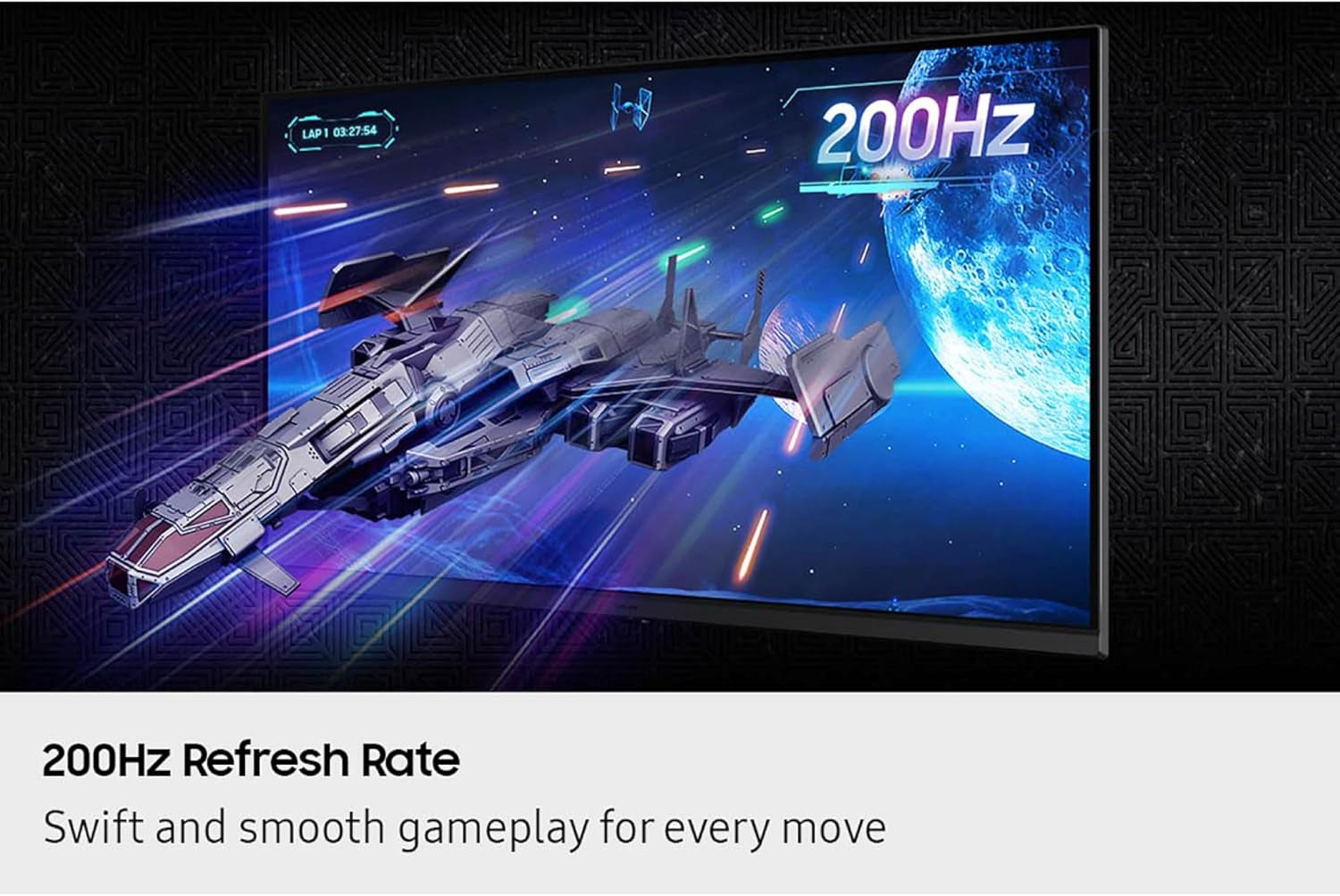 SAMSUNG 27” Odyssey G5 G53F QHD Resolution Gaming Monitor, HDR10, 200Hz Refresh Rate, IPS Panel, AMD Freesync™ Premium, Black Equalizer, Auto Source Switch, LS27FG532ENXZA