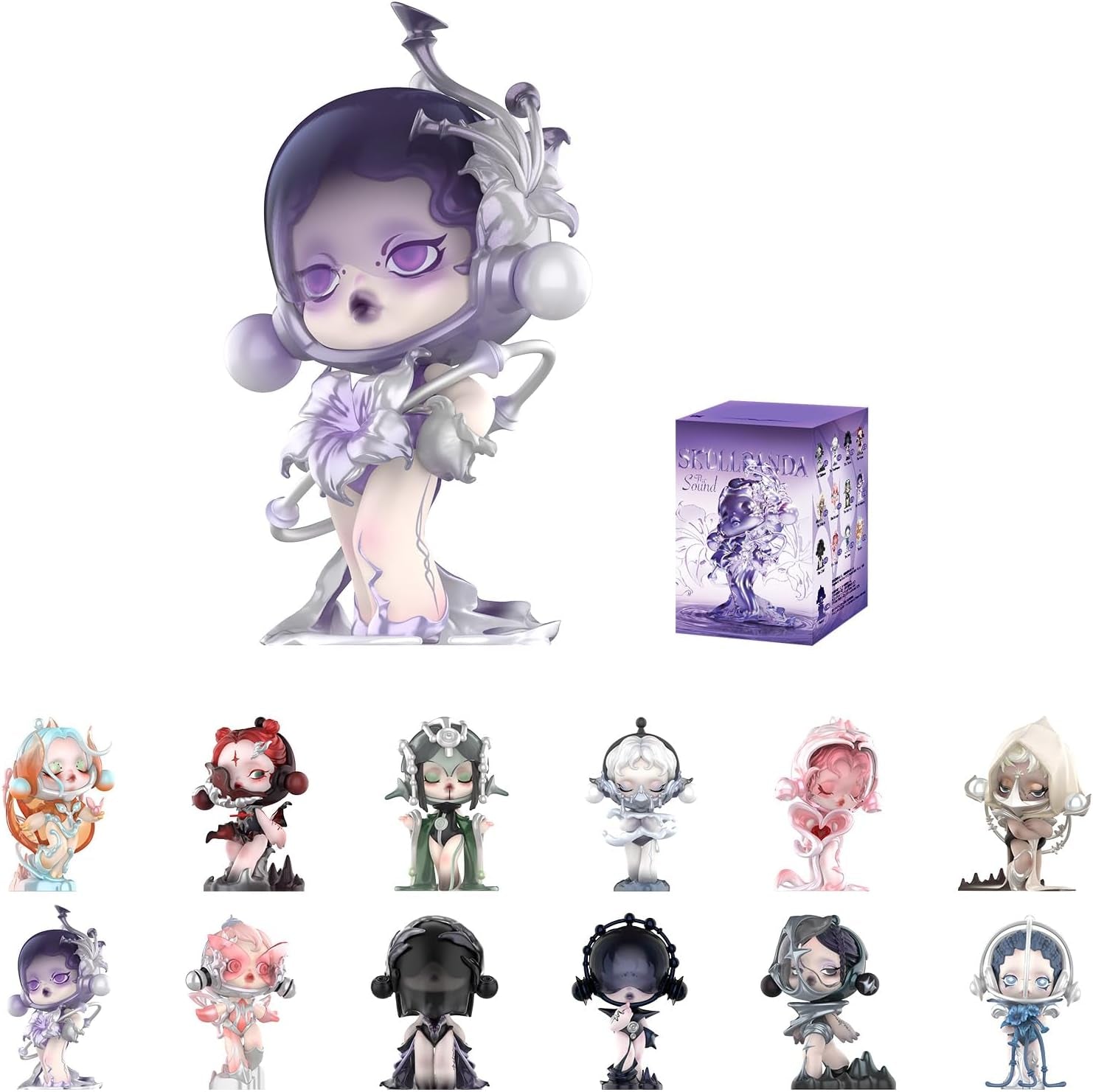POP MART SKULLPANDA the Sound Series Figures, SKULLPANDA Blind Box Figures, Random Design Action Figures Collectible Toys Home Decorations, Holiday Birthday Gifts, Single Box