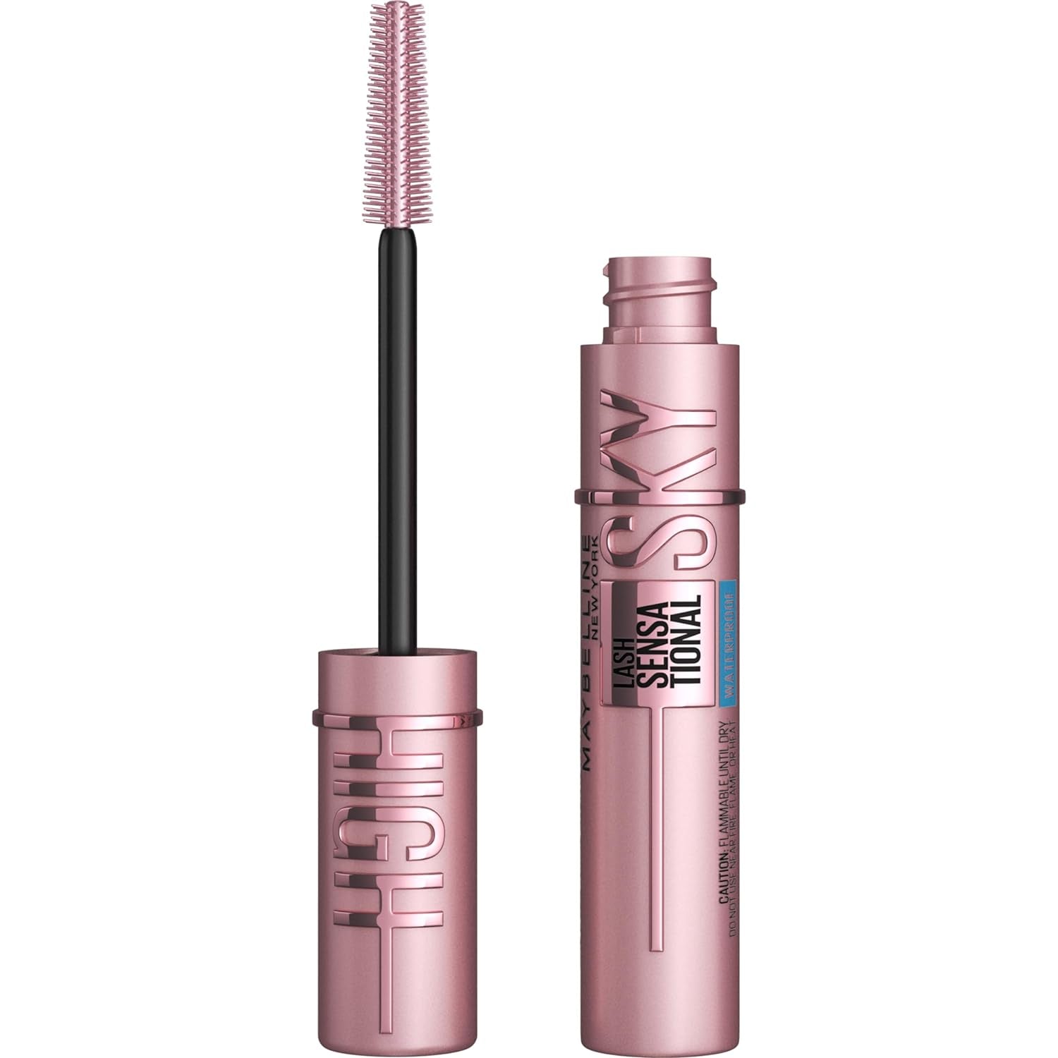 Maybelline Lash Sensational Sky High Washable Mascara, Volumizing, Lengthening, Defining, Curling, Multiplying, Buildable Mascara Make up Formula, Green Altitude, 1 Count