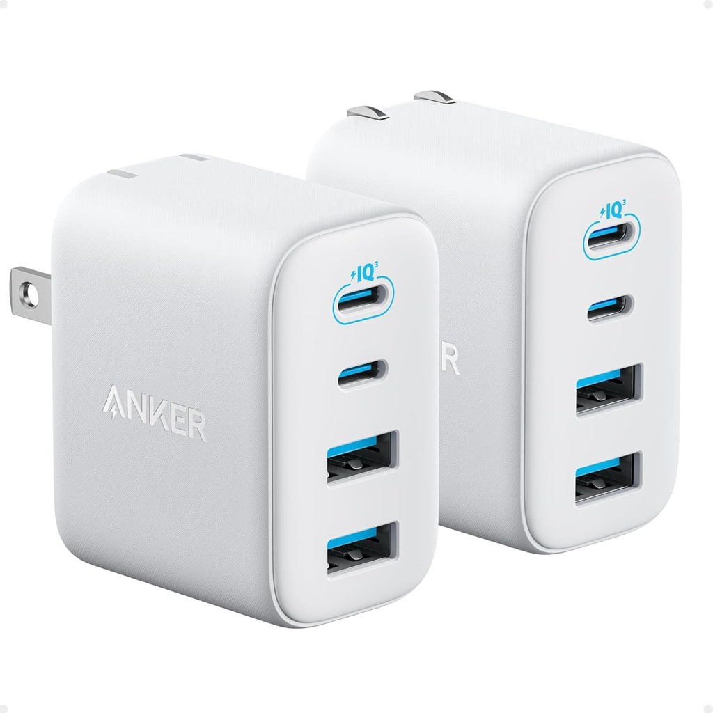 Anker Zolo USB C Charger Block,2-Pack Type C Charger Fast Charging with 50W Max Output,2 USB-C and 2 Usb-A,Compact and Stable Design,For Iphone 17/16 Series,Macbook,Ipad,Pixel,Galaxy,And More (White)