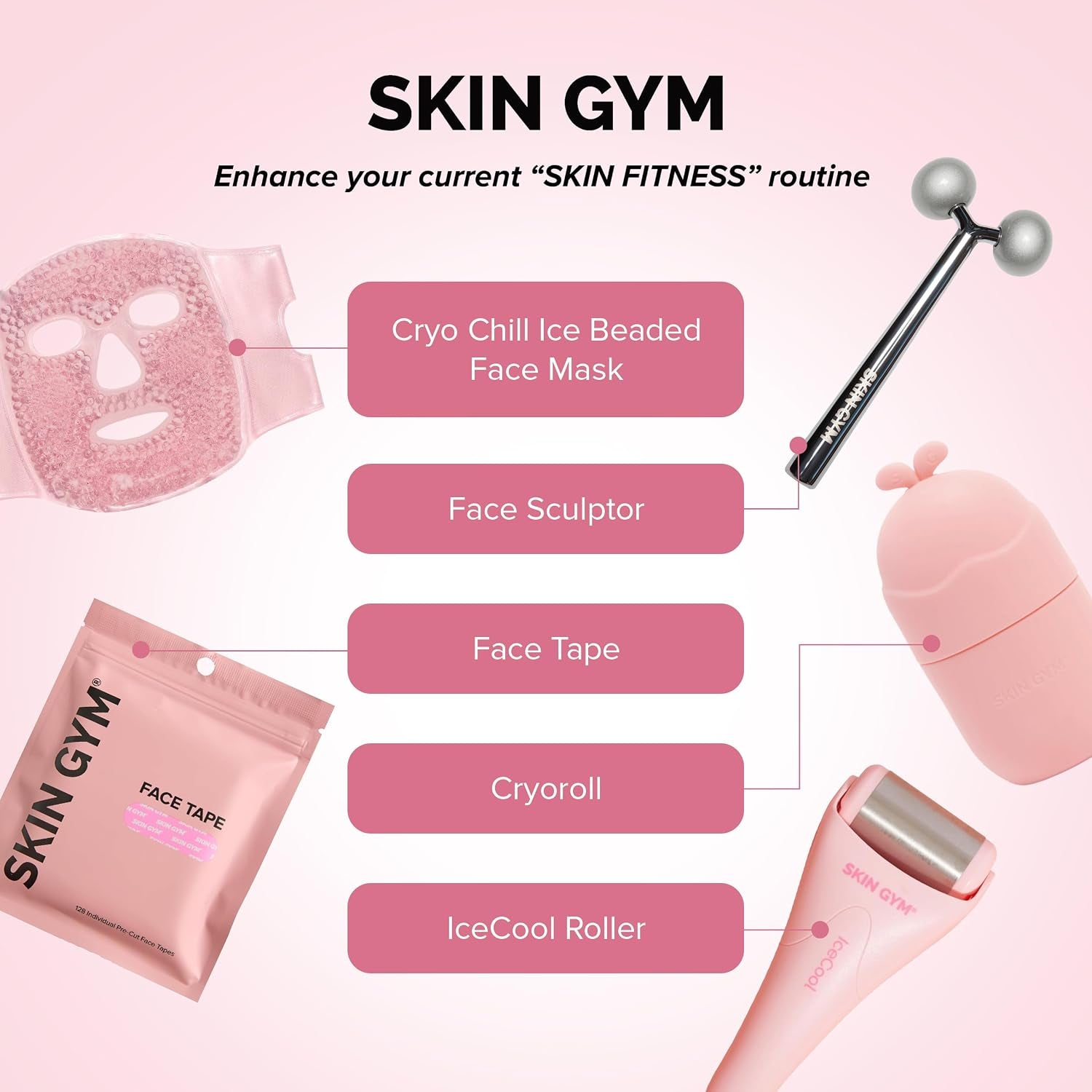 SKIN GYM Cryochill Ice Beaded Face Mask – Reusable Cooling Cryo Face Mask for Puffiness & Headache Relief, Gel Bead Ice Mask for Face, Depuffing Cold Face Mask for Skincare