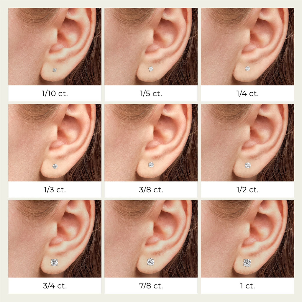 Gilded 1/4 CTW Lab-Grown Diamond Stud Earrings for Women & Men, round Cut 925 Sterling Silver, Hypoallergenic Jewelry - SI1 Clarity F Color