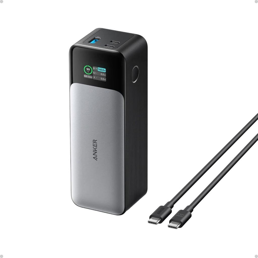 Anker 737 Power Bank, 140W 24,000Mah 3-Port Laptop Charger, Smart Display | Fast Multi-Device Charging, for Iphone 16 / 15 / 14 Series, Vision Pro, Samsung, Macbook, and More