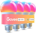 Govee LED Smart Light Bulbs, 1000LM Color Changing Light Bulb, Wi-Fi & Bluetooth Light Bulbs, Work with Alexa and Google Assistant, Dimmable RGBWW A19 75W Equivalent Smart Bulbs, 4 Pack