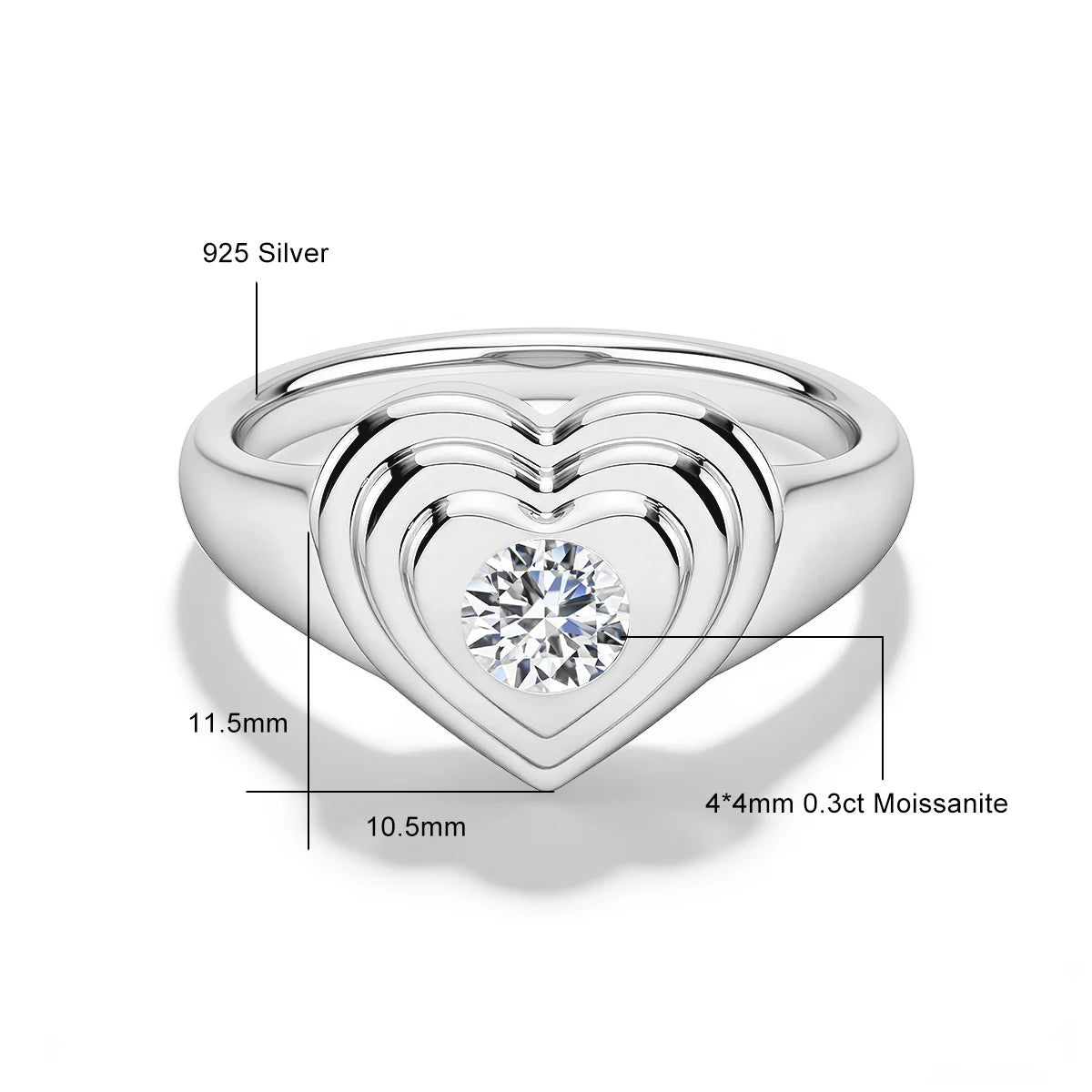 Moissanite Diamond Sweetheart Signet Ring 14K Gold Filled Heart-Shaped Romantic Love Symbol Ring for Women Valentine’S Day Gift