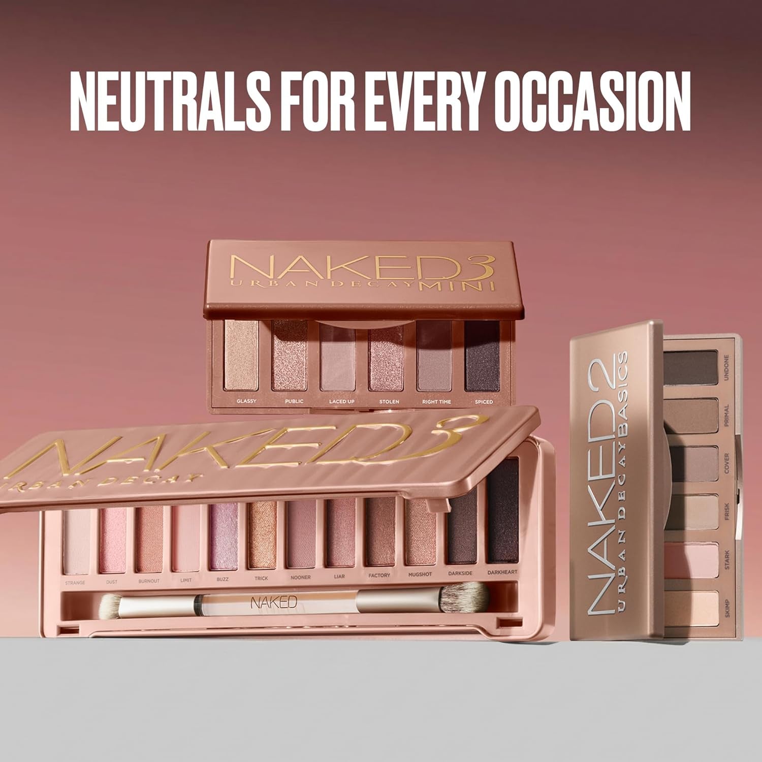 URBAN DECAY Naked 3, Soft Pink Neutral Eyeshadow Palette, Matte, Pearl, Metallic, Shimmer Finish, 12 Mauve Brown & Nude Eye Shadows, Natural Soft Glam Smokey Eye Makeup, Vegan, Cruelty-Free
