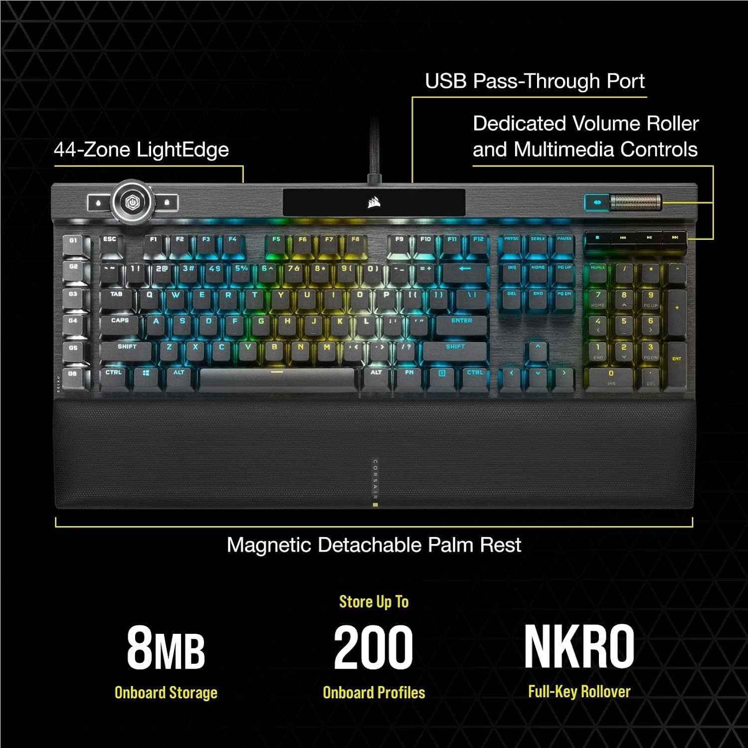 Corsair K100 RGB Optical-Mechanical Wired Gaming Keyboard - QWERTY US Layout, OPX Switches - PBT Double-Shot Keycaps - Elgato Stream Deck and Icue Compatible - Black