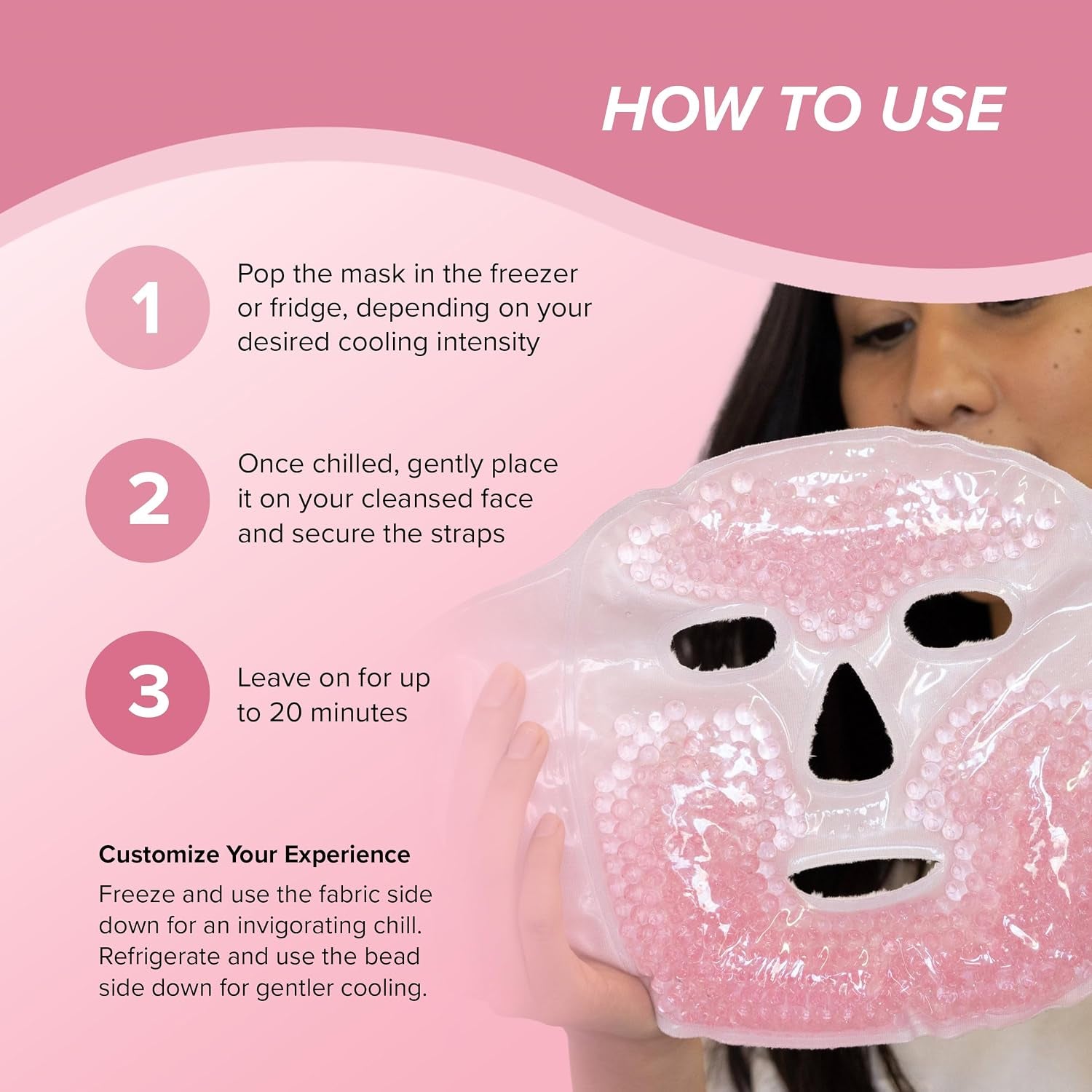 SKIN GYM Cryochill Ice Beaded Face Mask – Reusable Cooling Cryo Face Mask for Puffiness & Headache Relief, Gel Bead Ice Mask for Face, Depuffing Cold Face Mask for Skincare