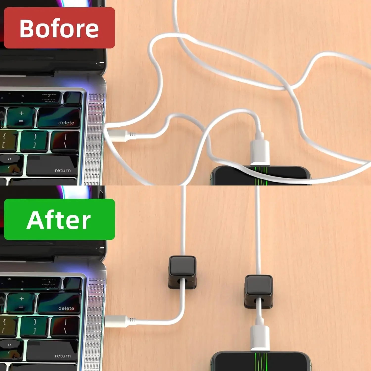 Magnetic Phone Cable Clips Cable Smooth Adjustable Cord Holder under Desk Management Wire Keeper Cable Organizer Clips Holder