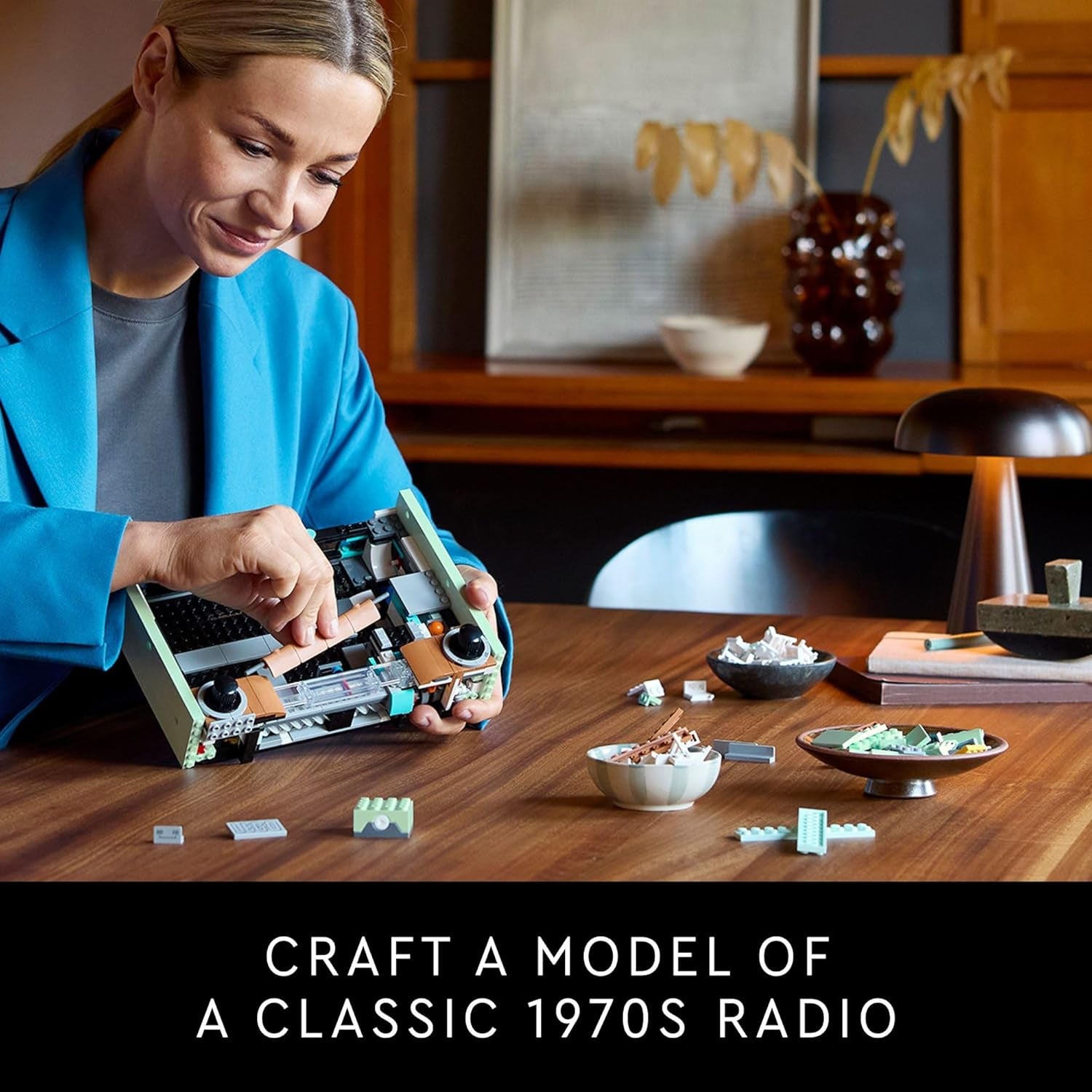 LEGO Icons Retro Radio Building Set for Adults - Home Decor for Bedroom or Desk with Vintage Aesthetic, Sound Effects, & Smart Phone Integration - Birthday Gifts for Men & Women - 10334