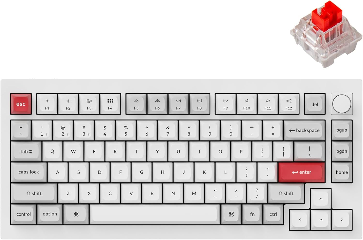 Keychron Q1 Pro Wireless Custom Mechanical Keyboard, QMK/VIA Programmable Full Aluminum 75% Layout Bluetooth/Wired RGB with Hot-Swappable Keychron K Pro Red Switch Compatible with Mac Windows Linux