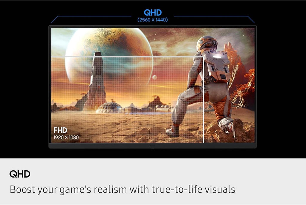 SAMSUNG 27” Odyssey G5 G53F QHD Resolution Gaming Monitor, HDR10, 200Hz Refresh Rate, IPS Panel, AMD Freesync™ Premium, Black Equalizer, Auto Source Switch, LS27FG532ENXZA