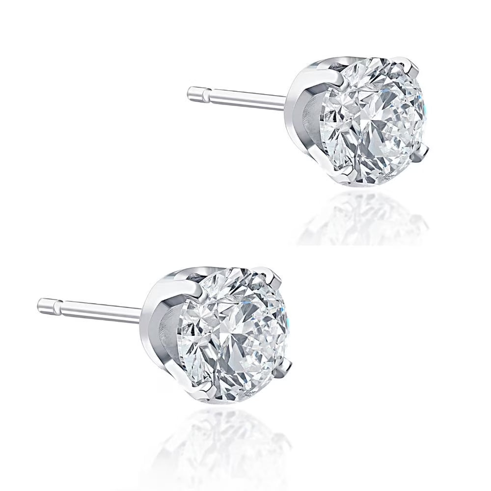Pompeii 1 Carat (Ctw) Diamond Studs in 14K White Gold Lab Grown (HI,VS)