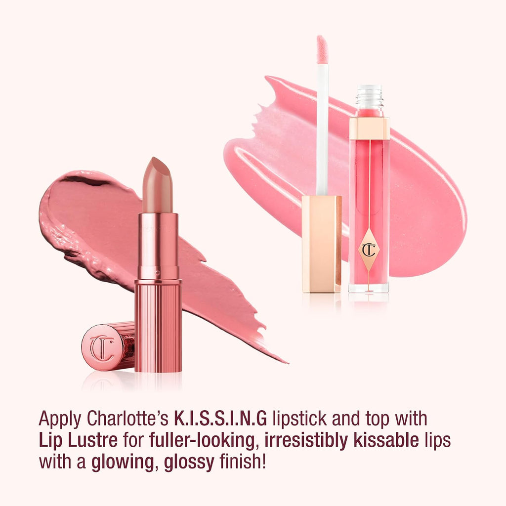 Charlotte Tilbury Holiday Kit - Airbrush Flawless Setting Spray + Airbrush Flawless Finish + Icon Baby Lip Duo - Hydrating Mist & Pressed Setting Powder Kit with Pink Lipstick Gloss Set